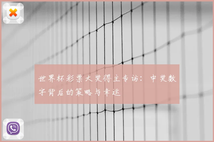 世界杯彩票大奖得主专访：中奖数字背后的策略与幸运